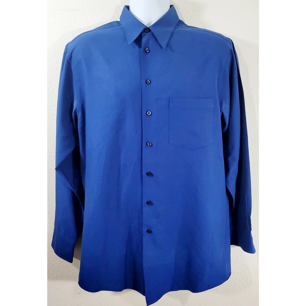 Murano Sueded Blue Button Up Pointed Collar Shirt Medium Lightweight Long Sleeve